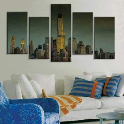 Pintura larga de New York vintage