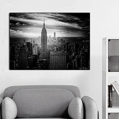 Pintura vintage en blanco y negro de New York
