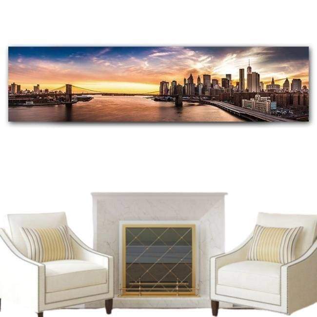 Pintura Vintage New York Puente de Brooklyn