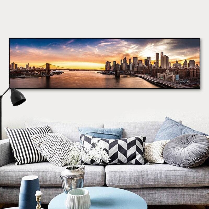 Pintura Vintage New York Puente de Brooklyn