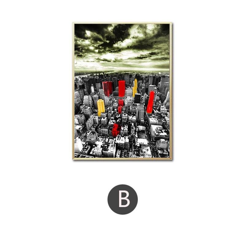 Pintura vintage roja y gris de New York