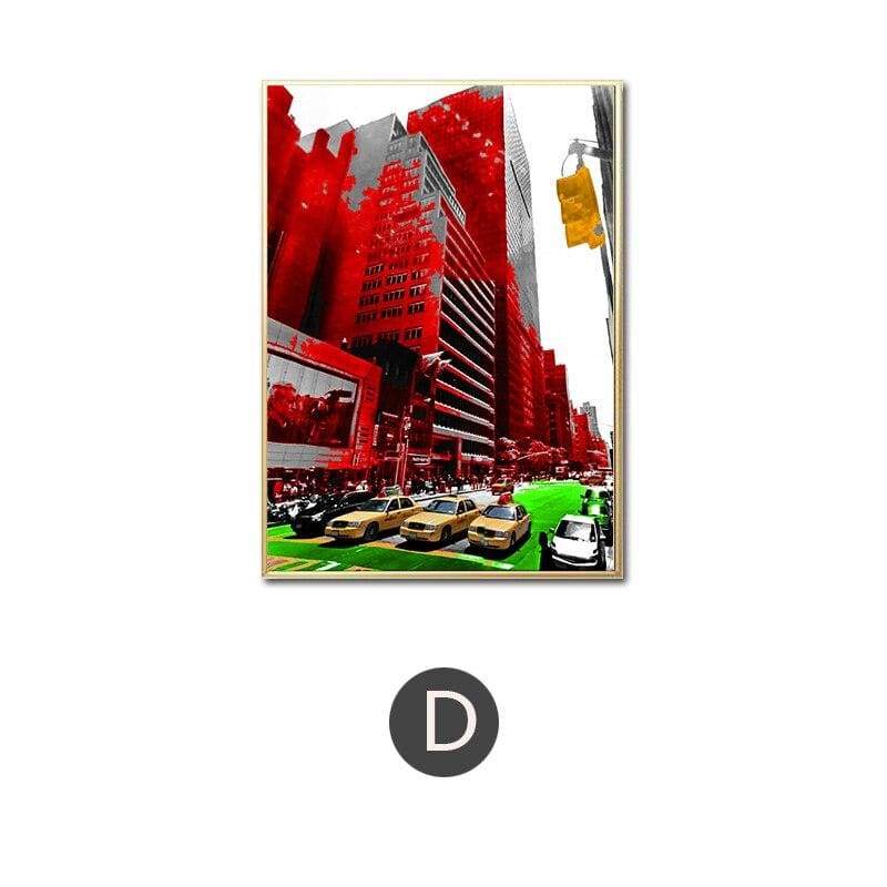 Pintura vintage roja y gris de New York