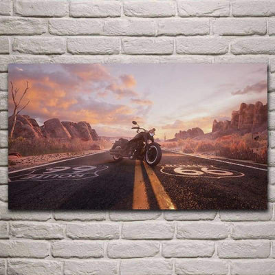 Pintura vintage panorámica de la ruta 66