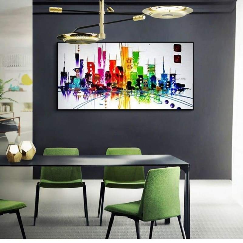 Pintura Vintage Pintura De La Ciudad De New York