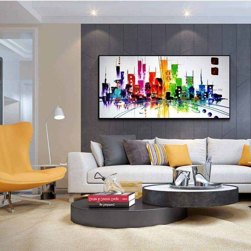 Pintura Vintage Pintura De La Ciudad De New York