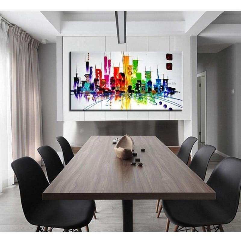 Pintura Vintage Pintura De La Ciudad De New York