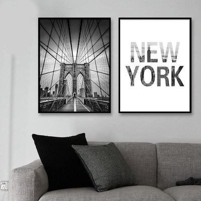 Pintura Vintage Puente de Manhattan de New York