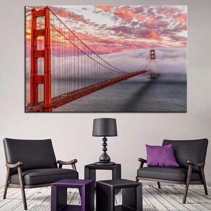 Pintura vintage del puente de San Francisco