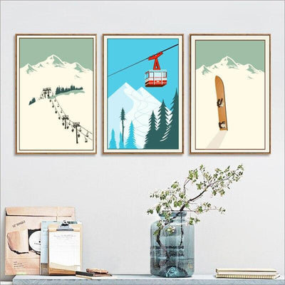 Pintura de esquí vintage