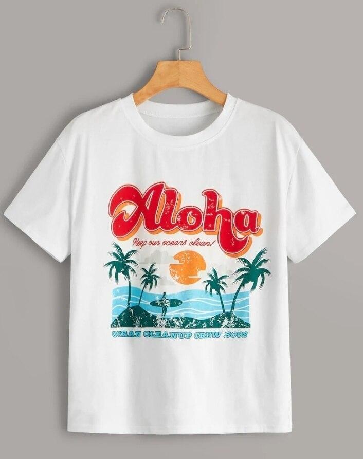 Camiseta vintage de hawaiana para mujer