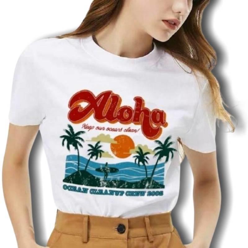 Camiseta vintage de hawaiana para mujer