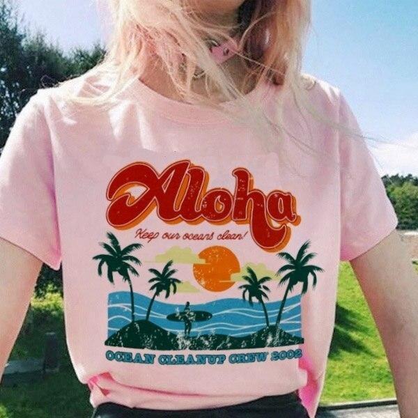 Camiseta vintage de hawaiana para mujer