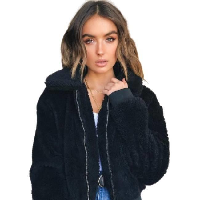 American College - Chaqueta de peluche vintage para mujer