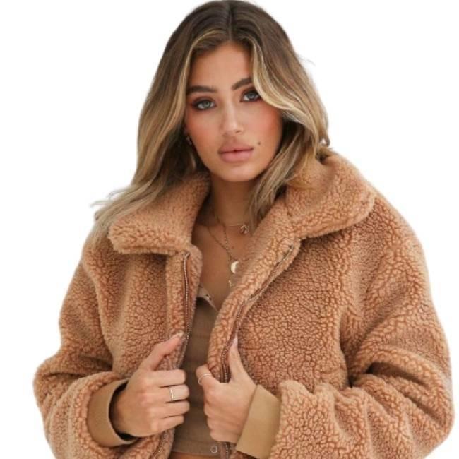 American College - Chaqueta de peluche vintage para mujer