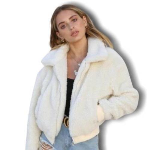 American College - Chaqueta de peluche vintage para mujer